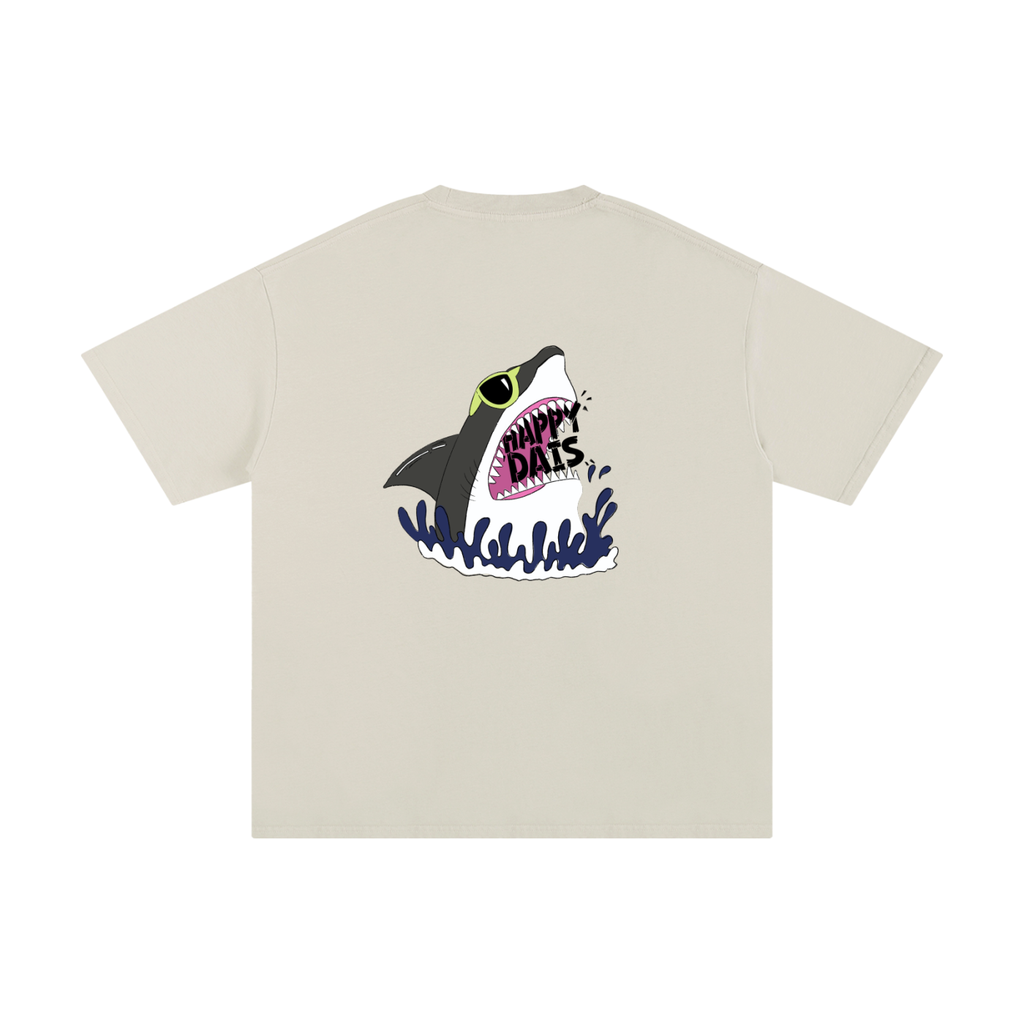 happy dais shark graphic oversized surf tee