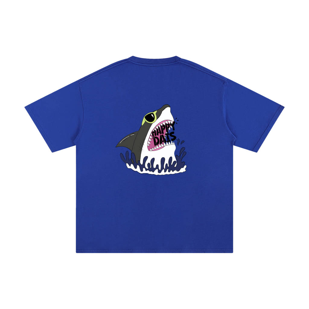 happy dais shark graphic oversized surf tee