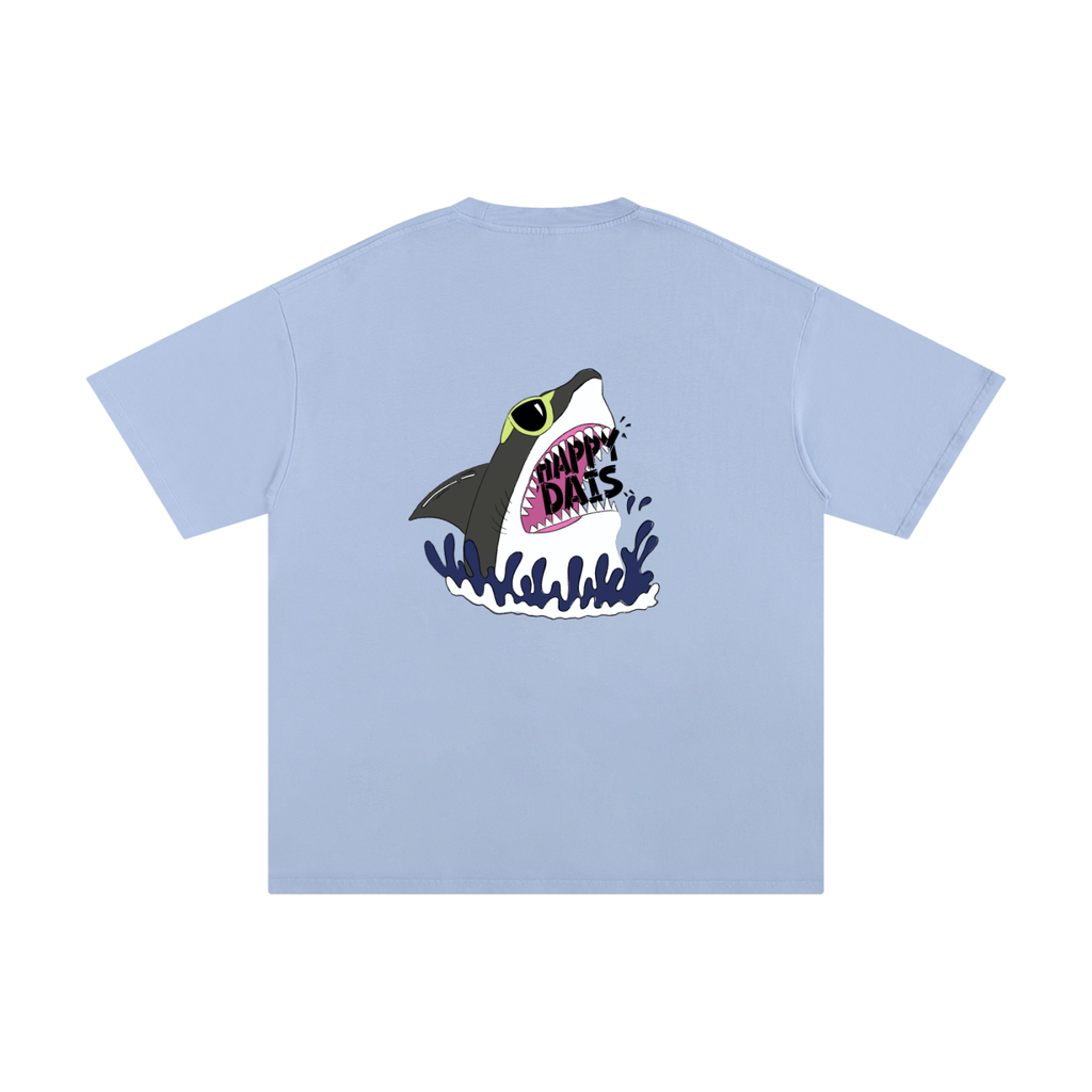 happy dais shark graphic oversized surf tee
