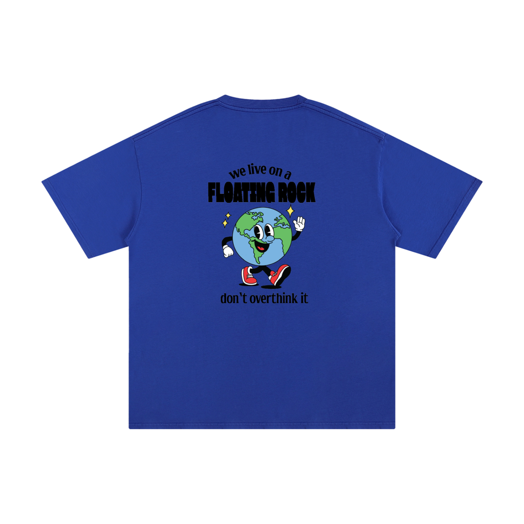 earth cartoon graphic t shirt we live on a floating rock design