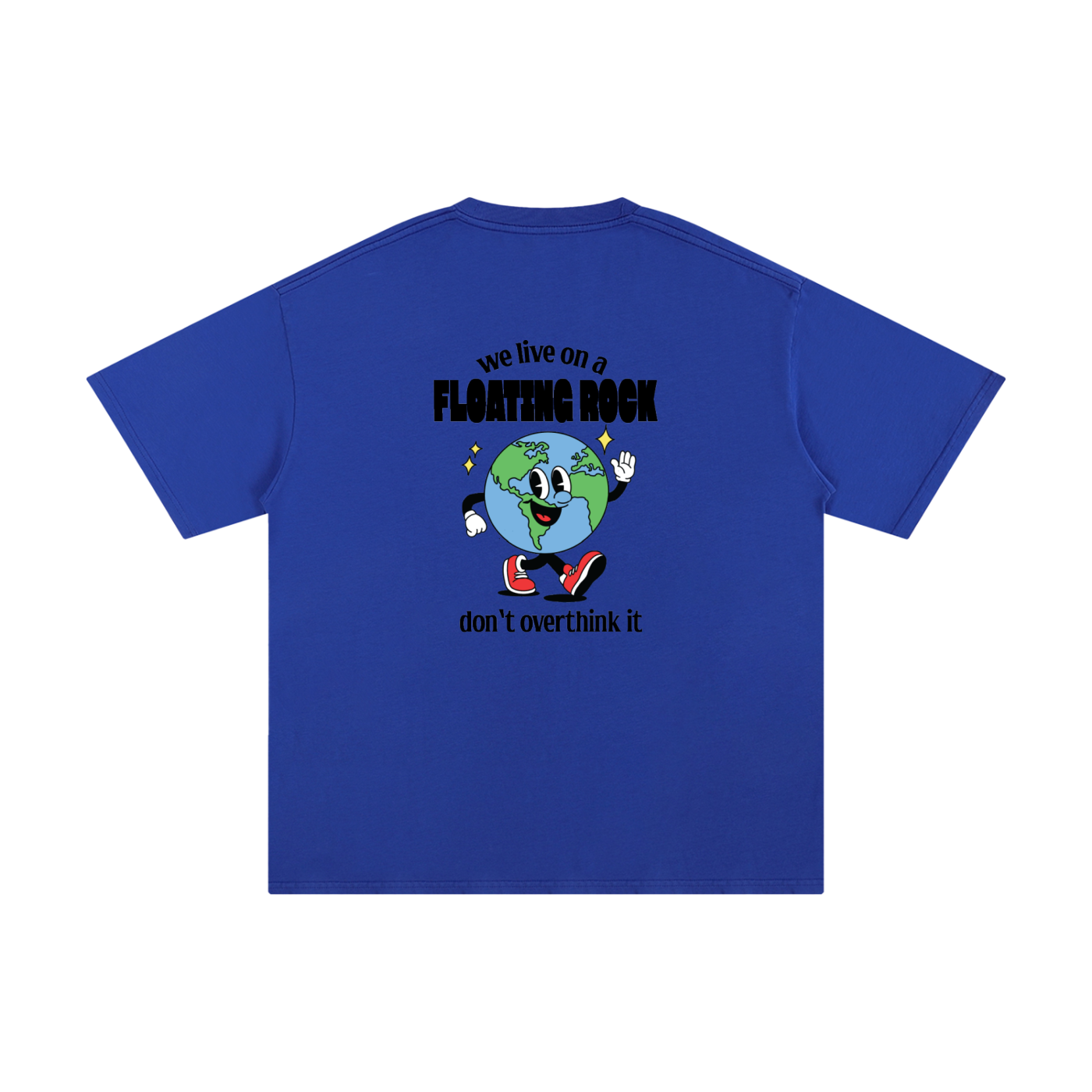 earth cartoon graphic t shirt we live on a floating rock design