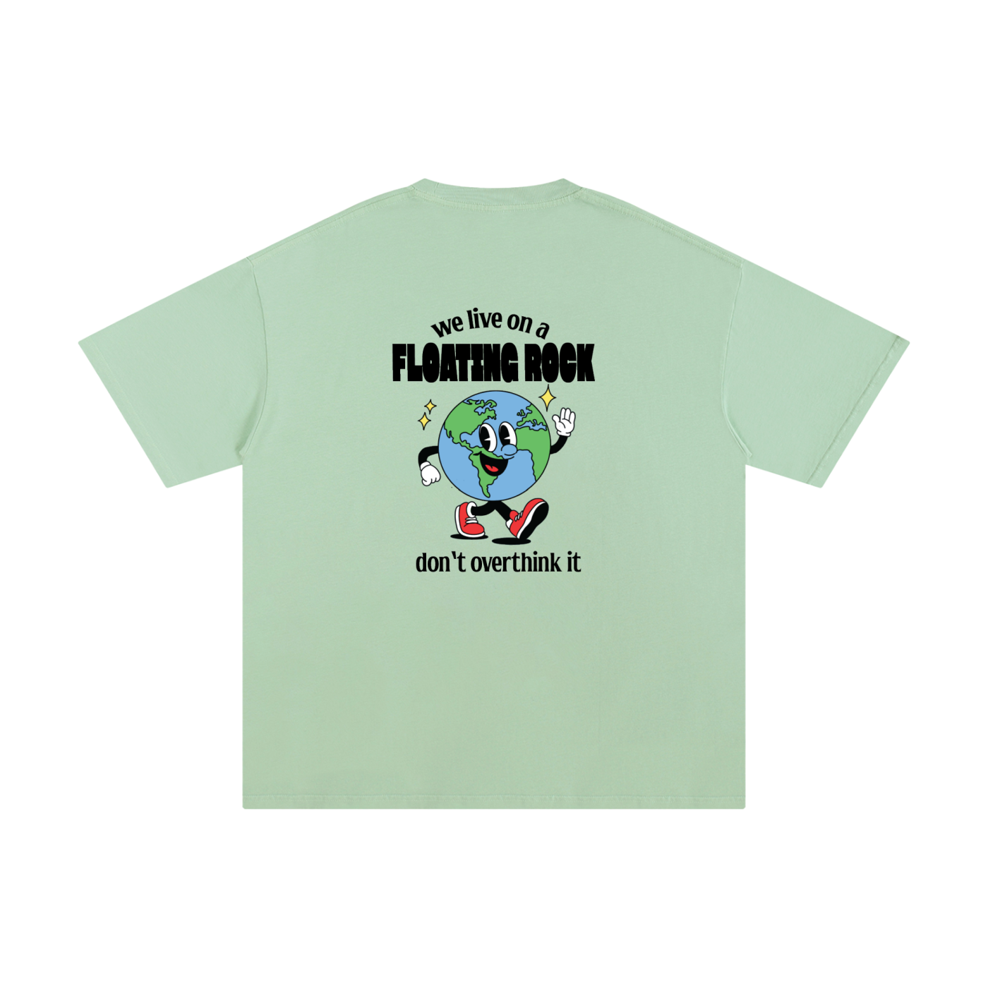 earth cartoon graphic t shirt we live on a floating rock design