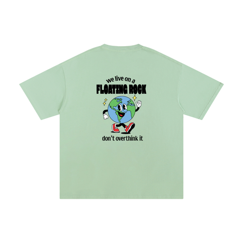 earth cartoon graphic t shirt we live on a floating rock design