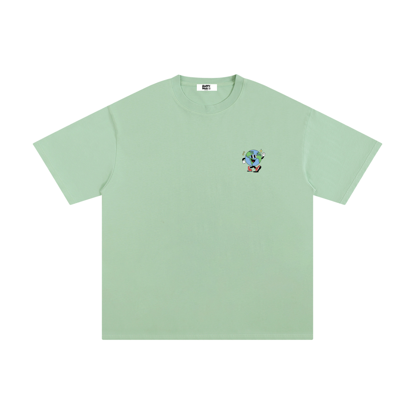 oversized floating rock graphic t shirt happy dais