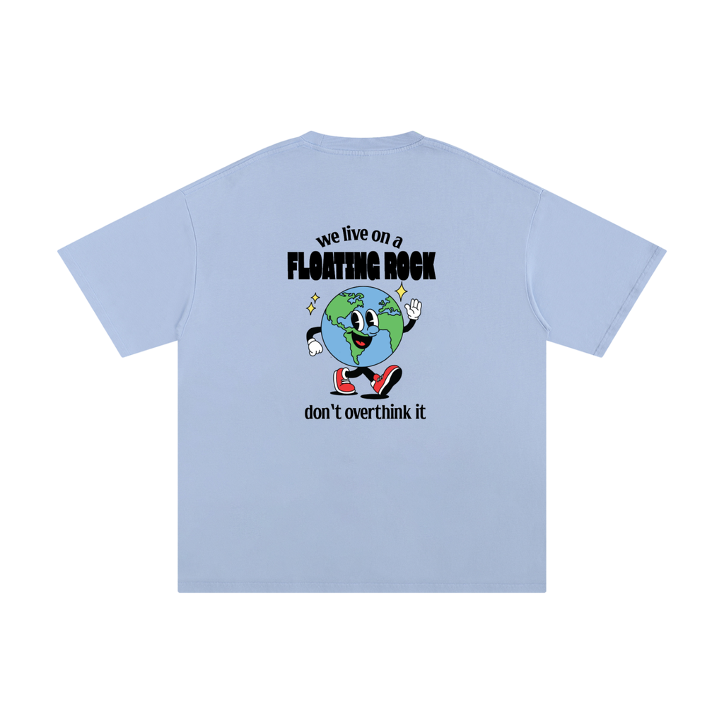earth cartoon graphic t shirt we live on a floating rock design