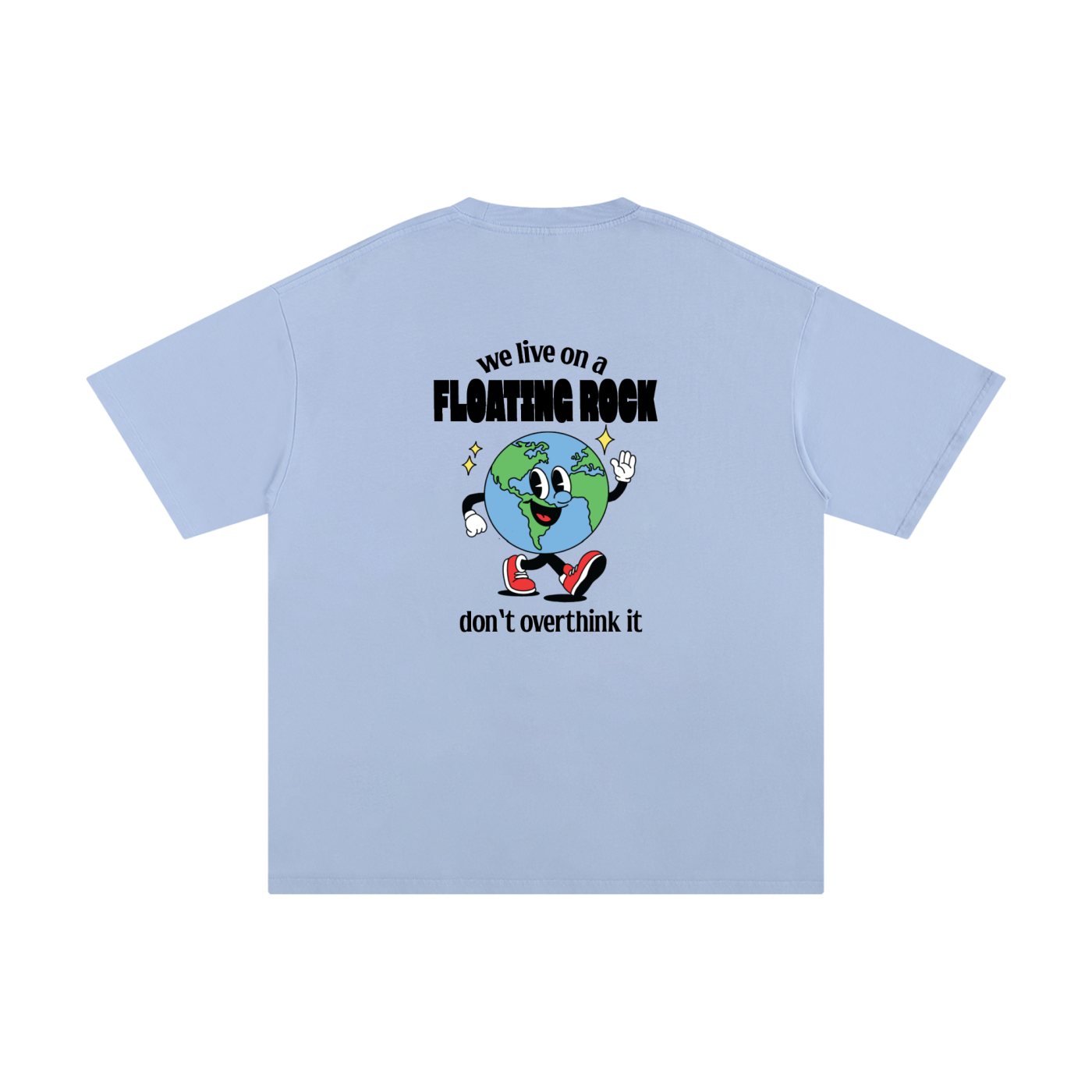earth cartoon graphic t shirt we live on a floating rock design