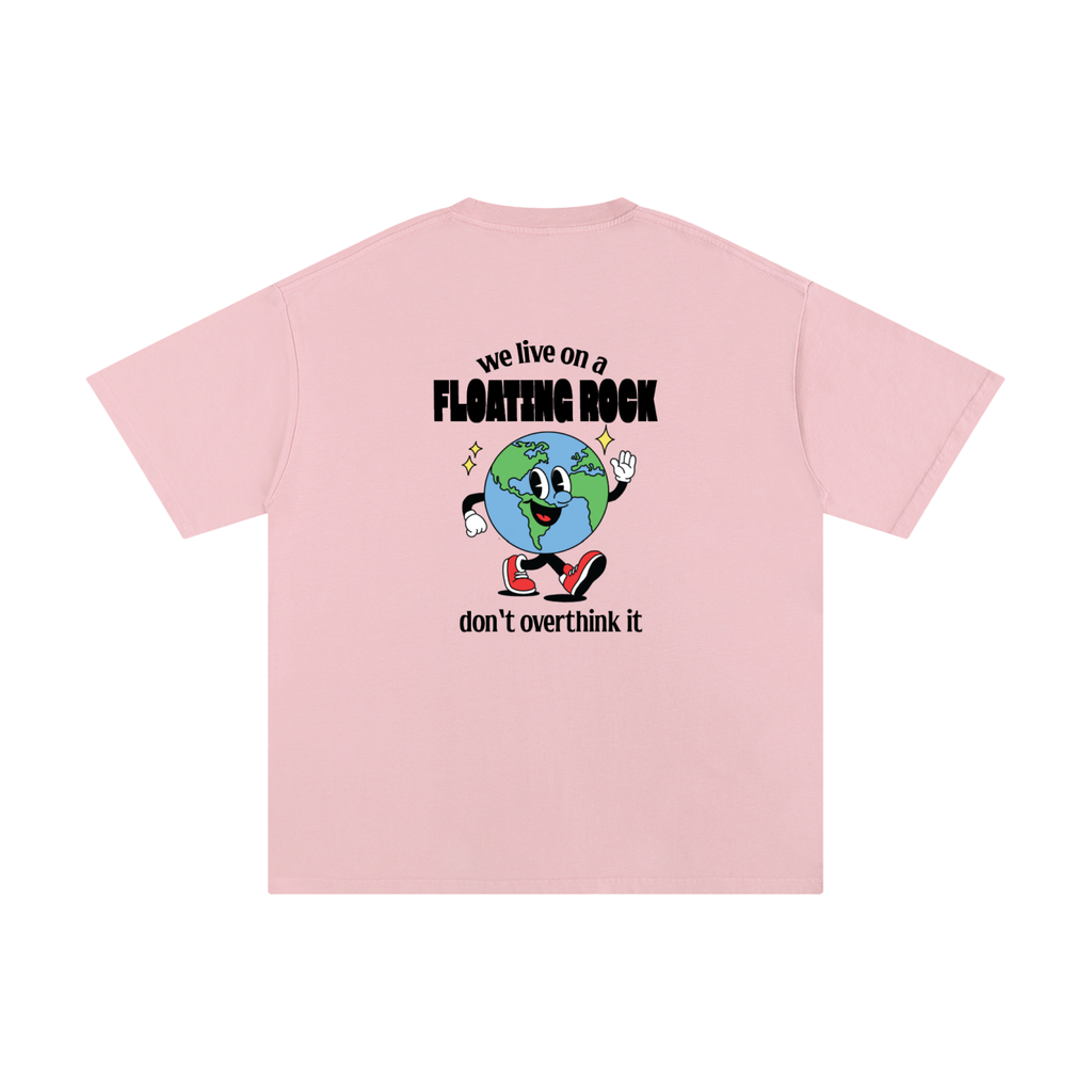 earth cartoon graphic t shirt we live on a floating rock design
