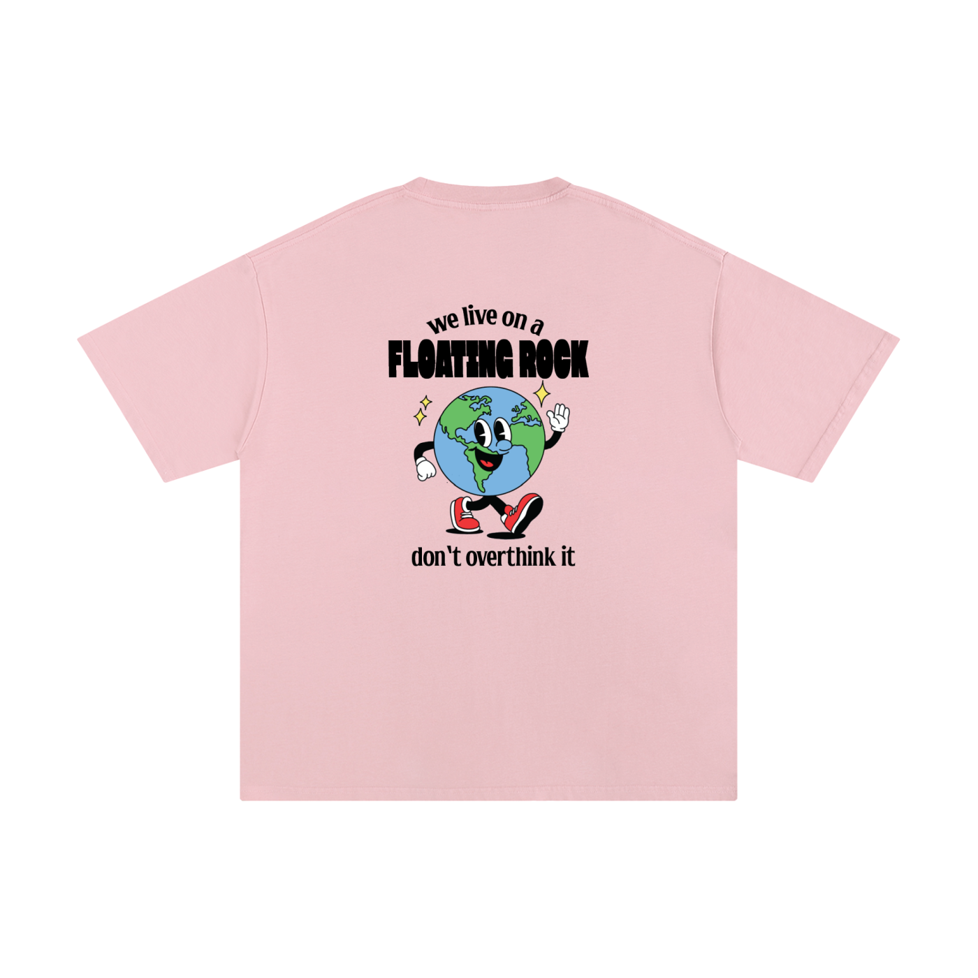 earth cartoon graphic t shirt we live on a floating rock design