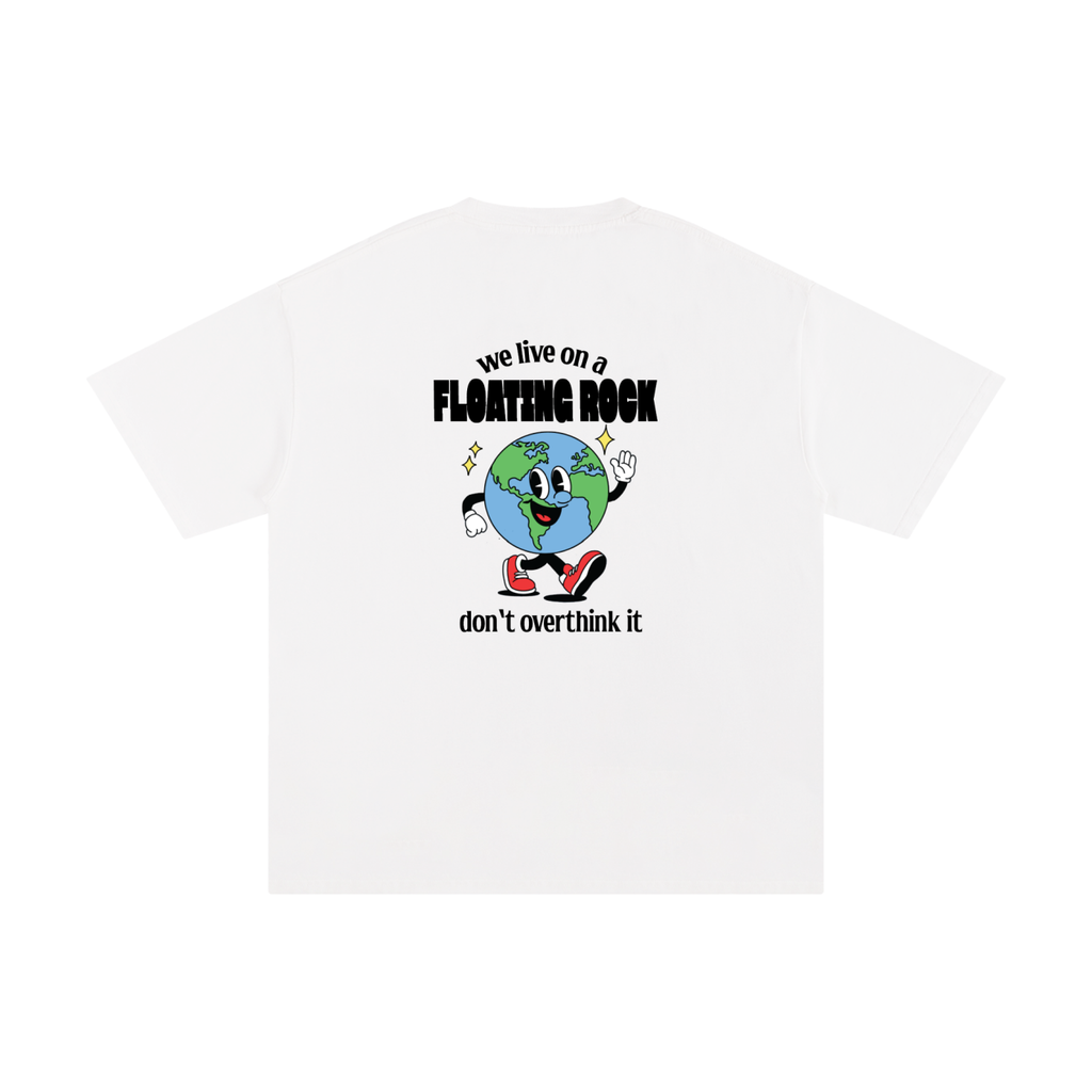 earth cartoon graphic t shirt we live on a floating rock design