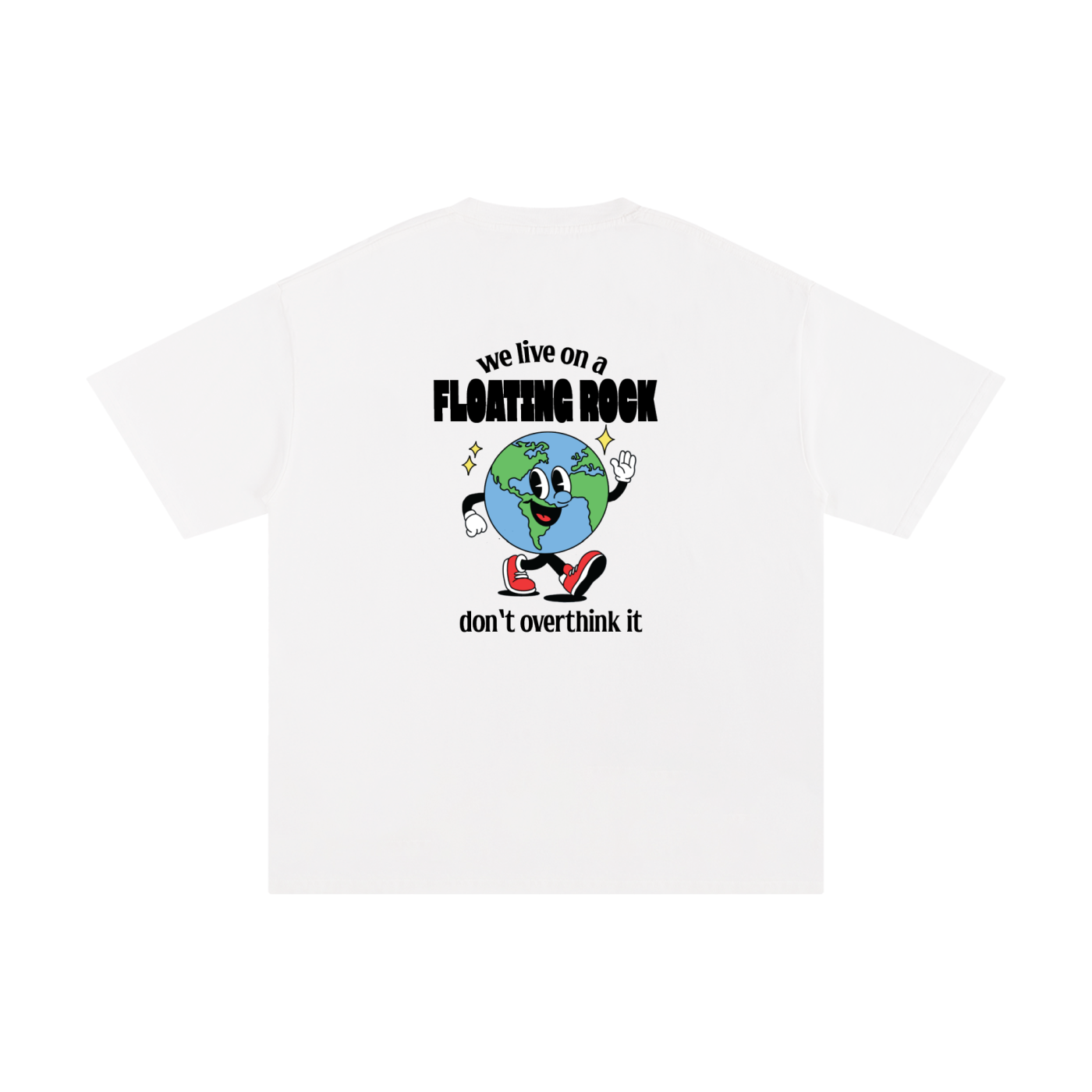 earth cartoon graphic t shirt we live on a floating rock design