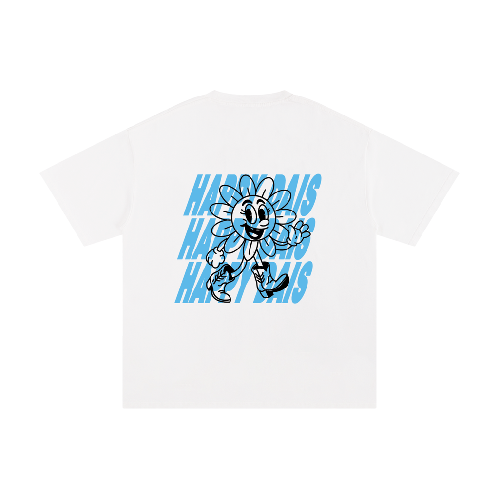 happy dais daisy graphic t shirt white back print