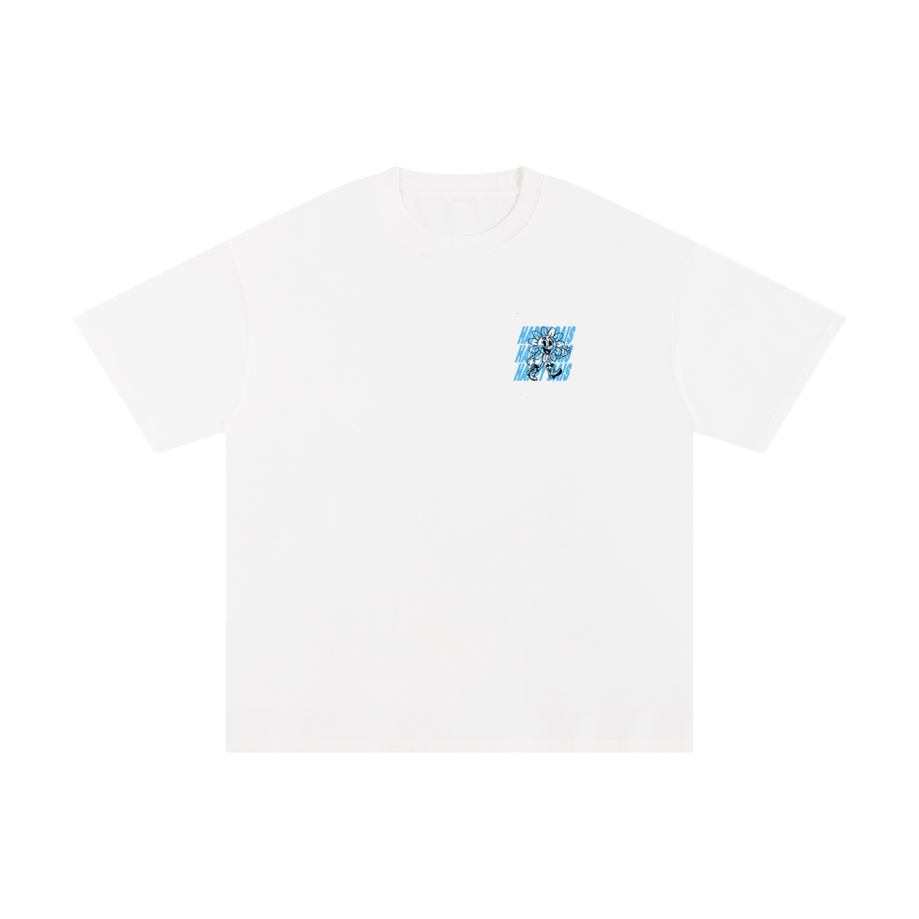 white happy dais graphic oversized t shirt front