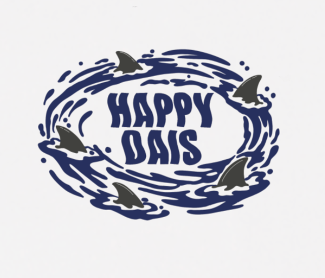 shark ocean graphic design on surf t shirt happy dais