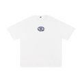 white surf graphic t-shirt with shark ocean design happy dais