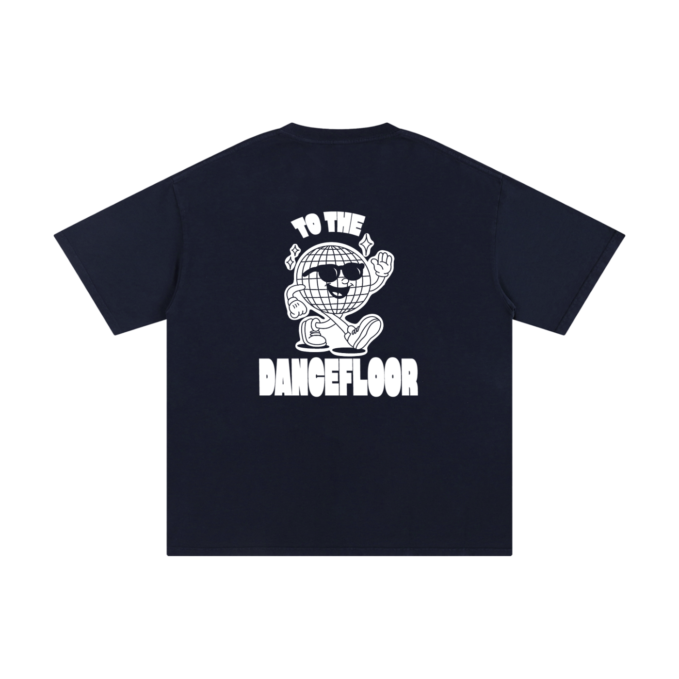 disco ball dancing graphic on oversized t shirt